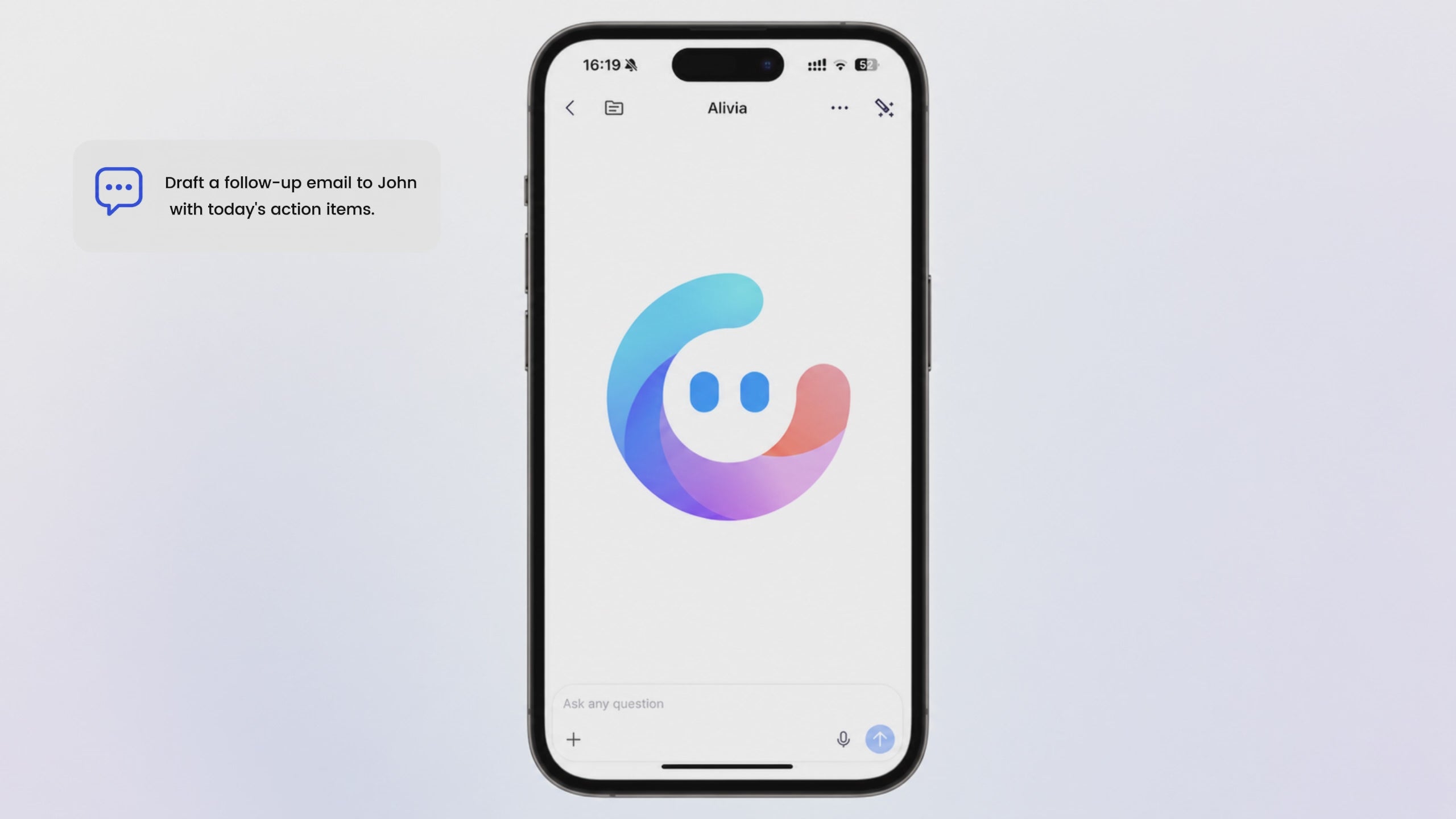 Echo's built in Agent Alivia chat interface for task commands