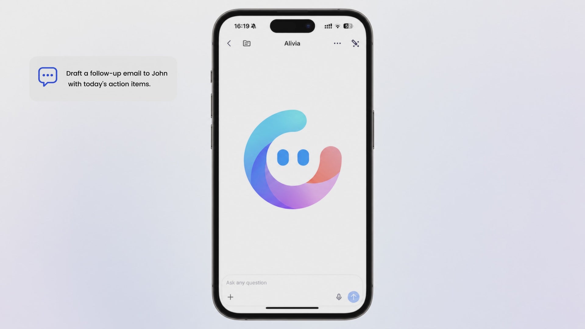 Echo's built in Agent Alivia chat interface for task commands