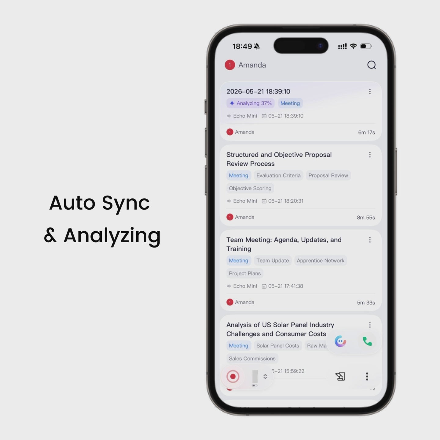 Echo AI transcription with two ways to review: highlights & transcript